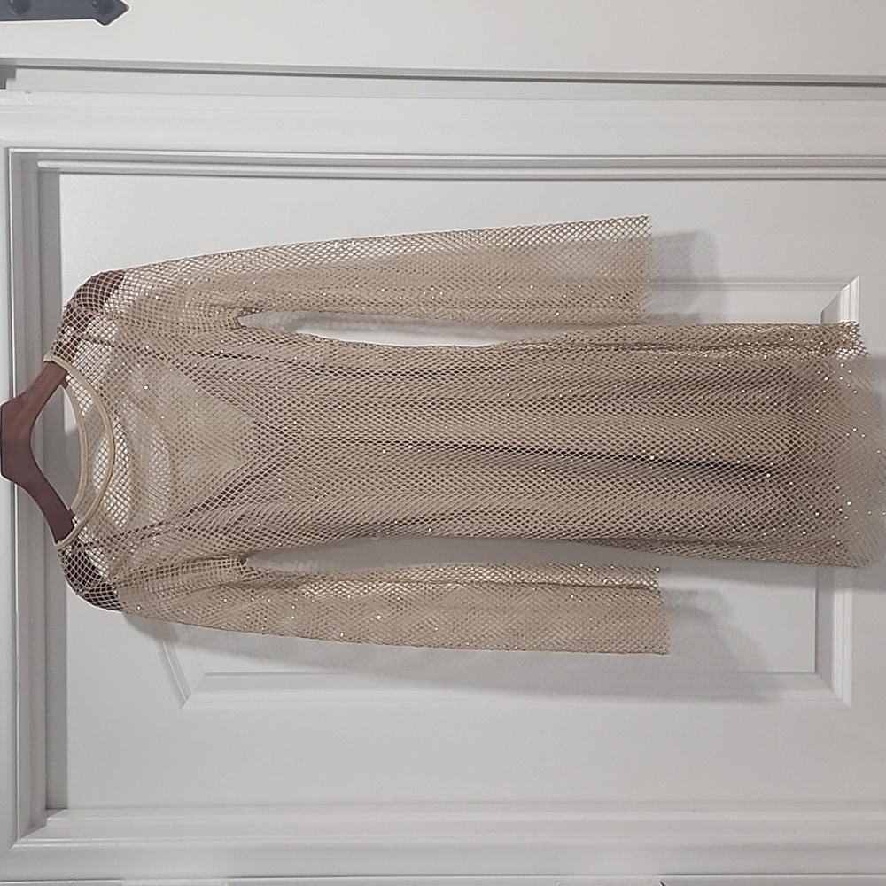 House of Harlow 1960 Long Sleeve Mesh Dress in Beige